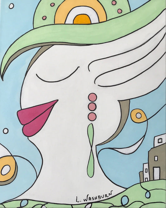 Madame Happiness - 16" x 20" Original acrylics on canvas